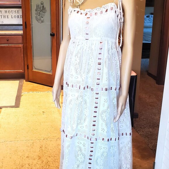 For Love And Lemons Charlotte White and Cream Maxi Dress - Picture 3 of 11